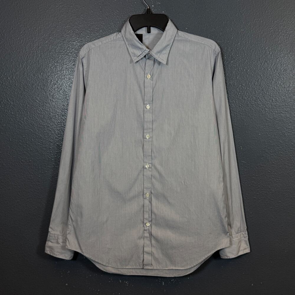 N. Hoolywood 40 men’s white/blue long sleeve striped button up shirt Japan